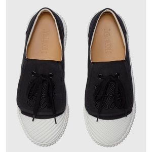 LOEWE Anagram Flap Sneakers in Black Canvas Size EU 40 / US 10